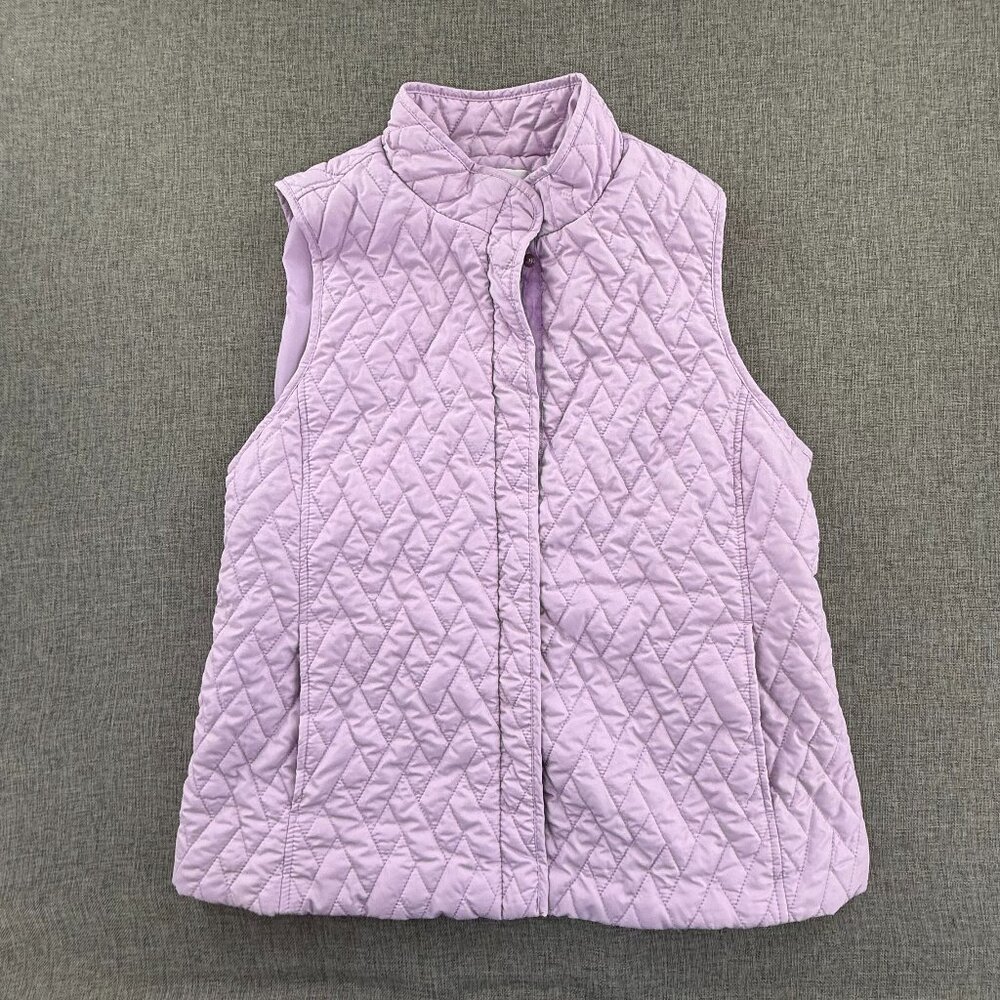 Croft & Barrow‎ Quilted Puffer Jacket Vest Sleeveless Lavender Zip & Snaps Large